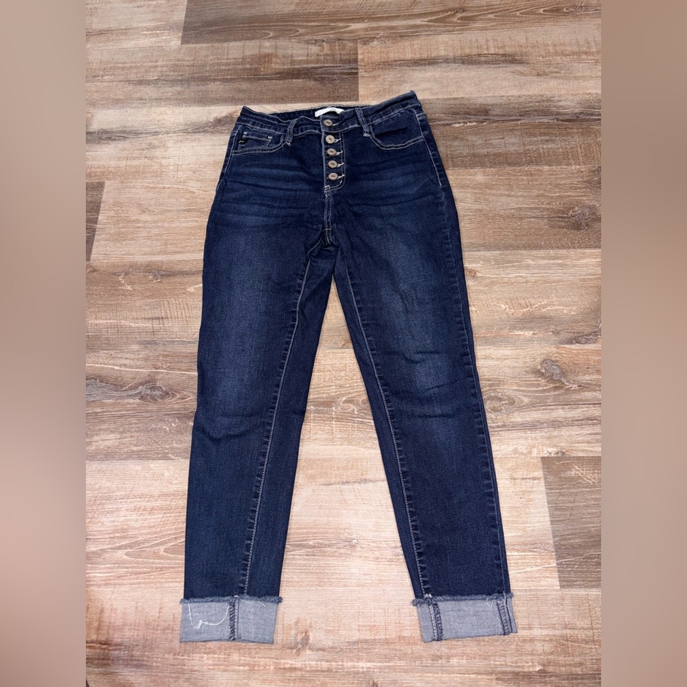 KanCan Dark Indigo High-Rise Button-Fly Jeans